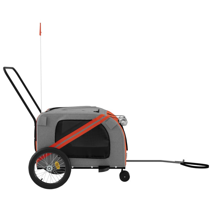 Pet Bike Trailer Orange and Grey Oxford Fabric and Iron