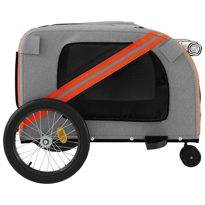 Pet Bike Trailer Orange and Grey Oxford Fabric and Iron