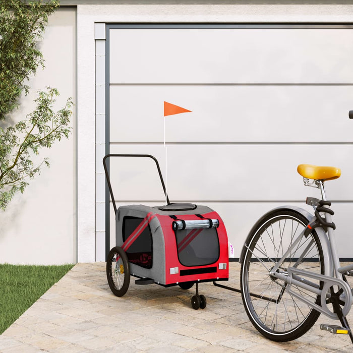 Pet Bike Trailer Orange and Grey Oxford Fabric and Iron