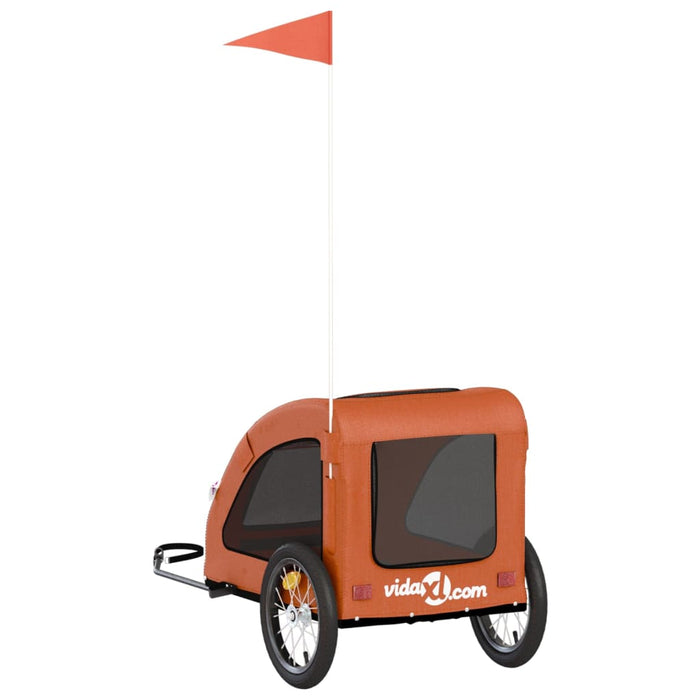 Pet Bike Trailer Orange Oxford Fabric and Iron