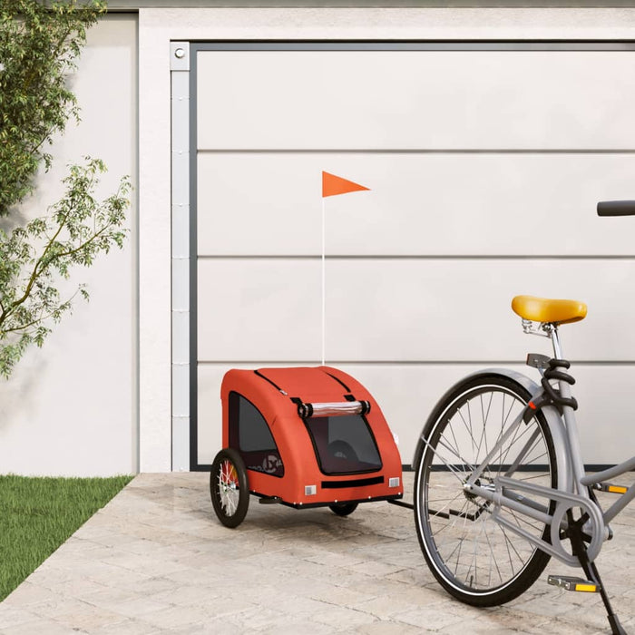 Pet Bike Trailer Orange Oxford Fabric and Iron