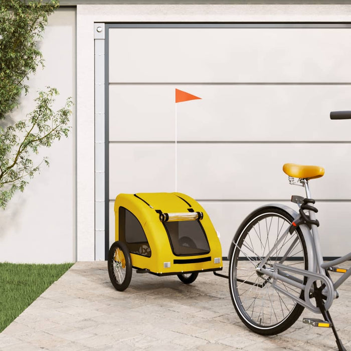 Pet Bike Trailer Yellow Oxford Fabric and Iron