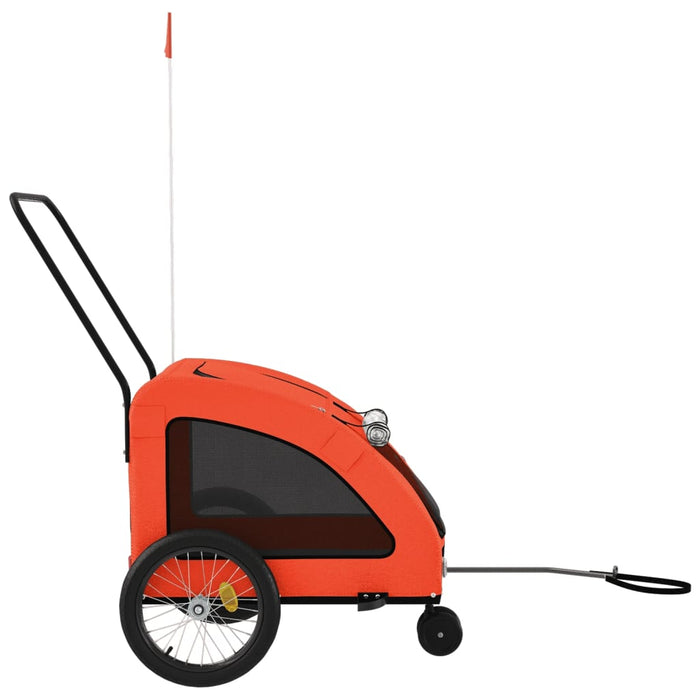 Pet Bike Trailer Orange and Grey Oxford Fabric and Iron