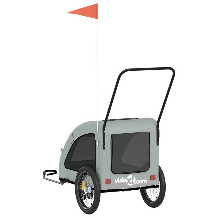 Pet Bike Trailer Grey Oxford Fabric and Iron