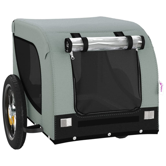 Pet Bike Trailer Grey and Black Oxford Fabric and Iron