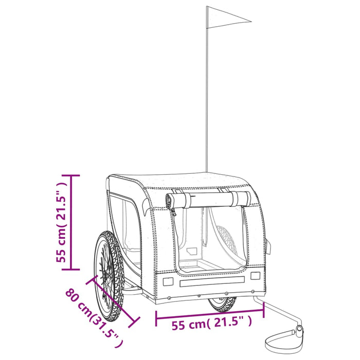 Ремарке за велосипед за домашни любимци Оранжев и черен Оксфорд плат и желязо