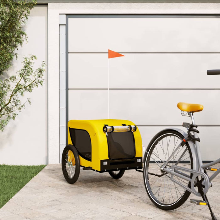 Pet Bike Trailer Yellow and Black Oxford Fabric and Iron