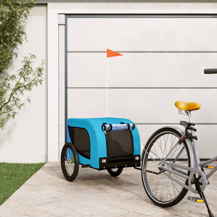 Pet Bike Trailer Blue and Black Oxford Fabric and Iron