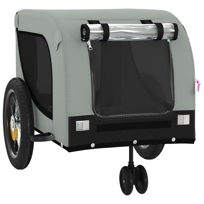 Pet Bike Trailer Grey and Black Oxford Fabric and Iron