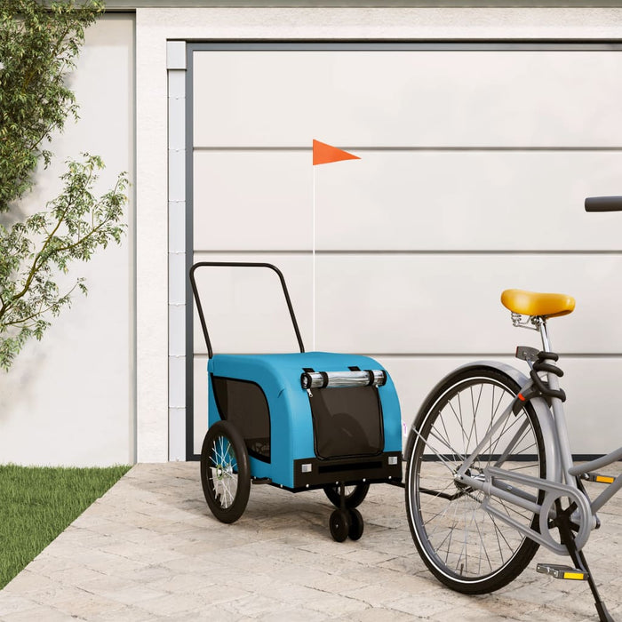 Pet Bike Trailer Blue and Black Oxford Fabric and Iron