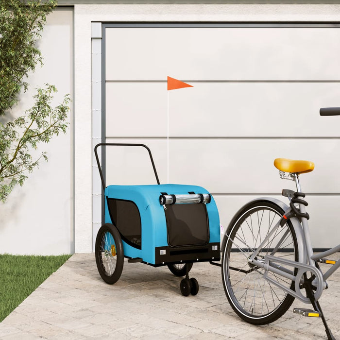 Pet Bike Trailer Blue and Black Oxford Fabric and Iron