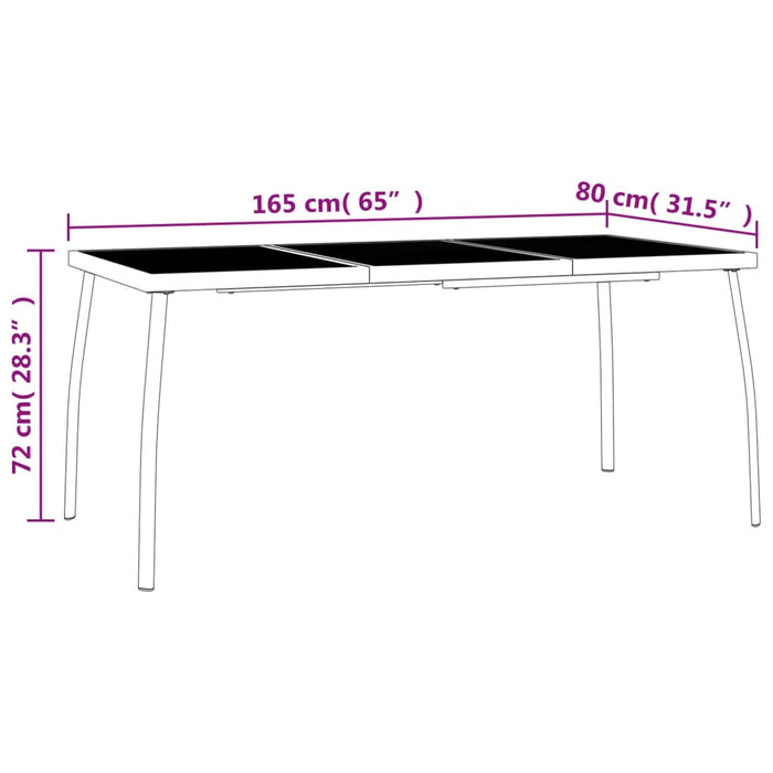 Garden Table Anthracite 165x80x72 cm Steel Mesh