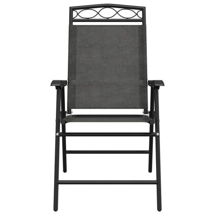 Folding Garden Chairs 8 pcs Melange Grey Steel and Textilene