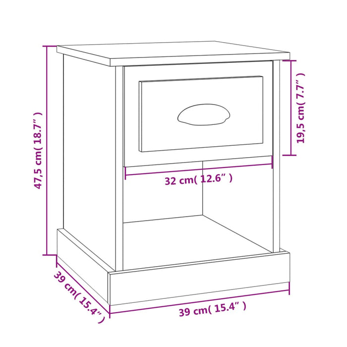 Noptiera 2 buc Alb 39x39x47,5 cm Lemn de Inginerie