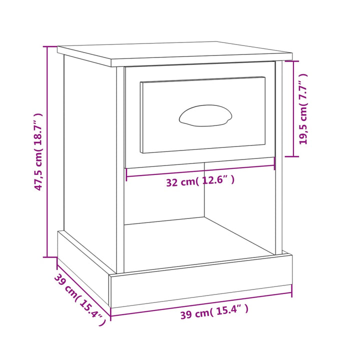 Noptiera alb lucios 39x39x47,5 cm Lemn derivat