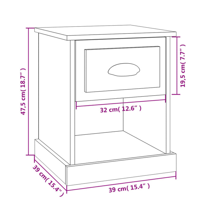 Noptiera 2 buc Beton Gri 39x39x47,5 cm Lemn de inginerie