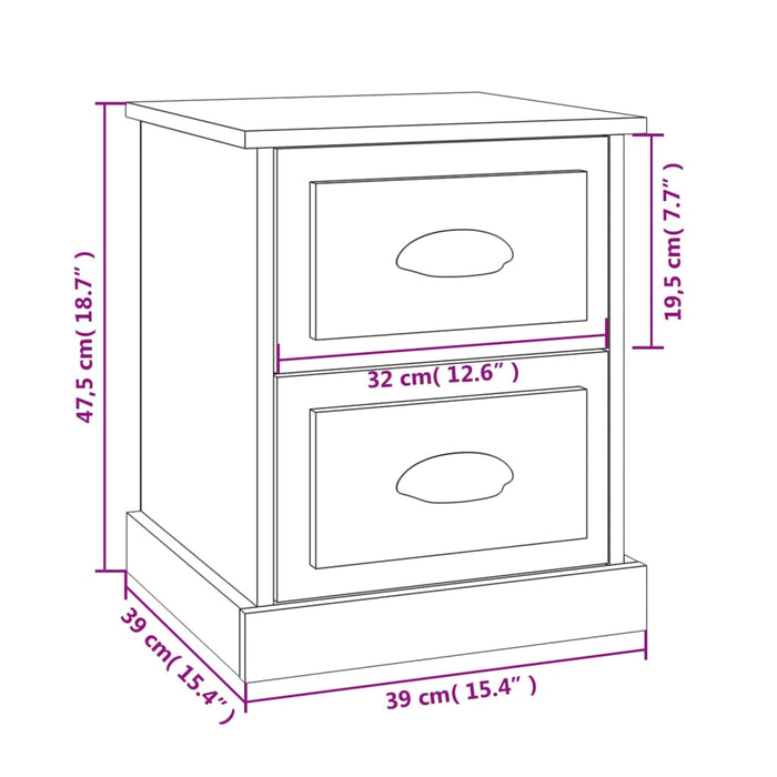 Noptiera 2 buc Stejar afumat 39x39x47,5 cm Lemn derivat