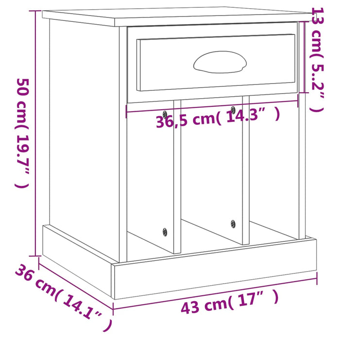 Noptiera Alb Lucios 43x36x50 cm