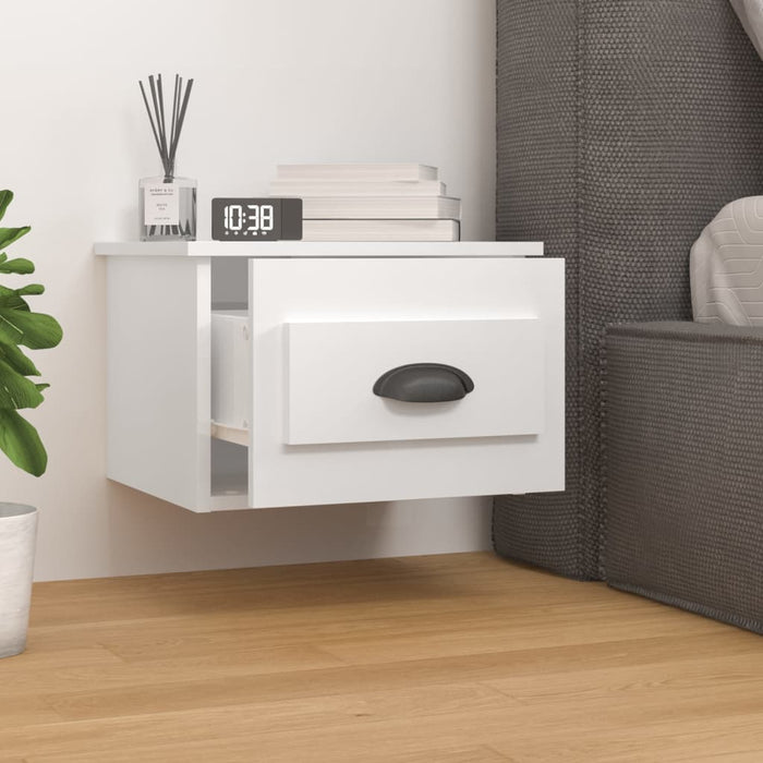 Wall-mounted Bedside Cabinet High Gloss White 41.5x36x28cm