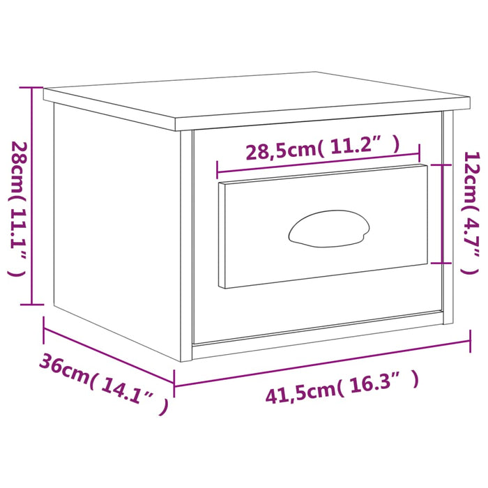 Noptiere montate pe perete 2 buc alb lucios 41,5x36x28cm