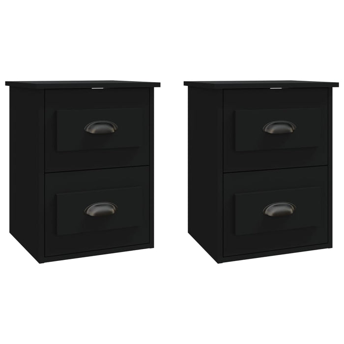 Wall-mounted Bedside Cabinets 2 pcs Black 41.5x36x53cm