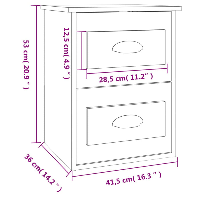 Wall-mounted Bedside Cabinet Smoked Oak 41.5x36x53cm