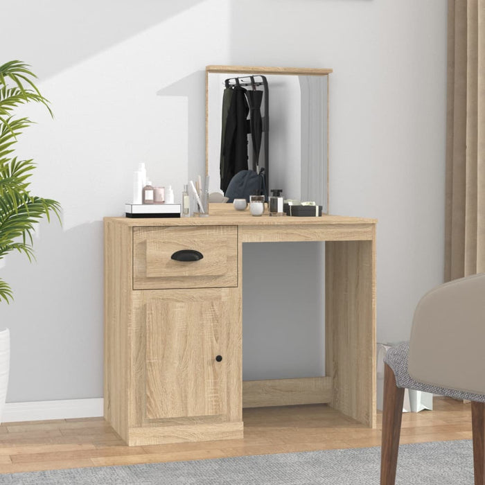 Dressing Table with Mirror Sonoma Oak 90x50x132.5 cm Engineered Wood