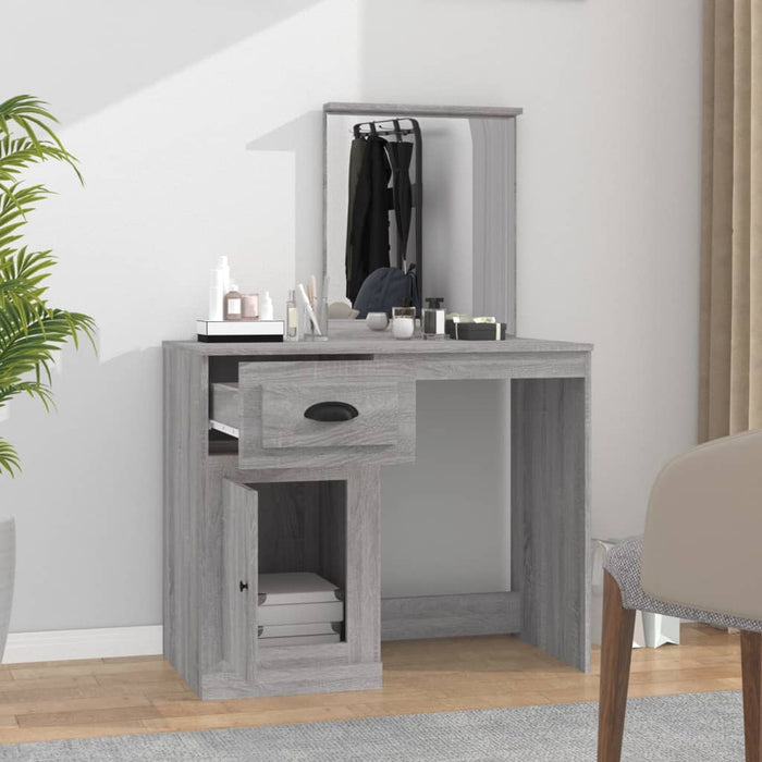 Dressing Table with Mirror Grey Sonona 90x50x132.5 cm Engineered Wood