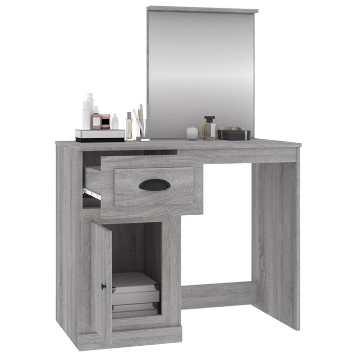 Dressing Table with Mirror Grey Sonona 90x50x132.5 cm Engineered Wood