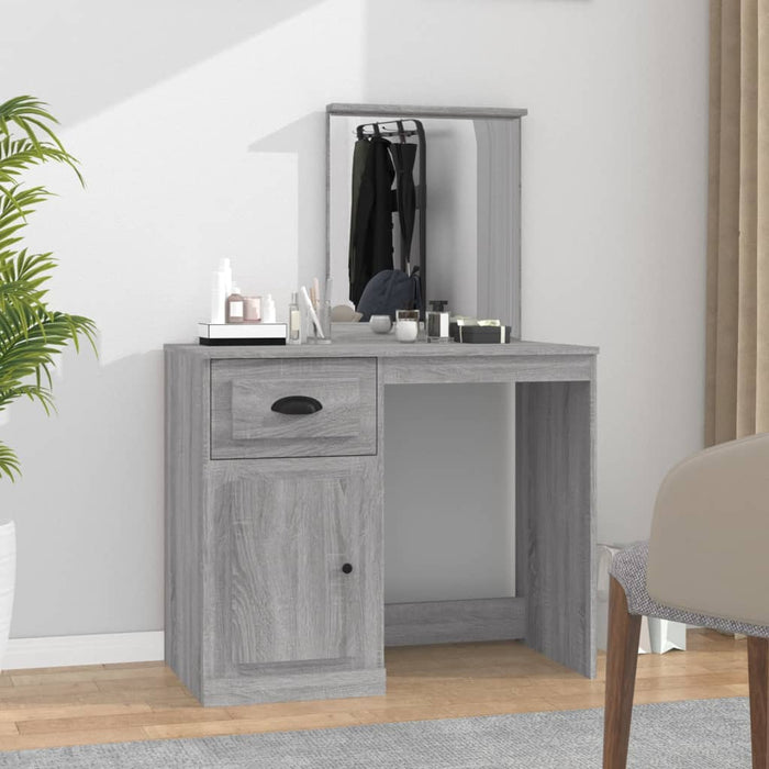 Dressing Table with Mirror Grey Sonona 90x50x132.5 cm Engineered Wood