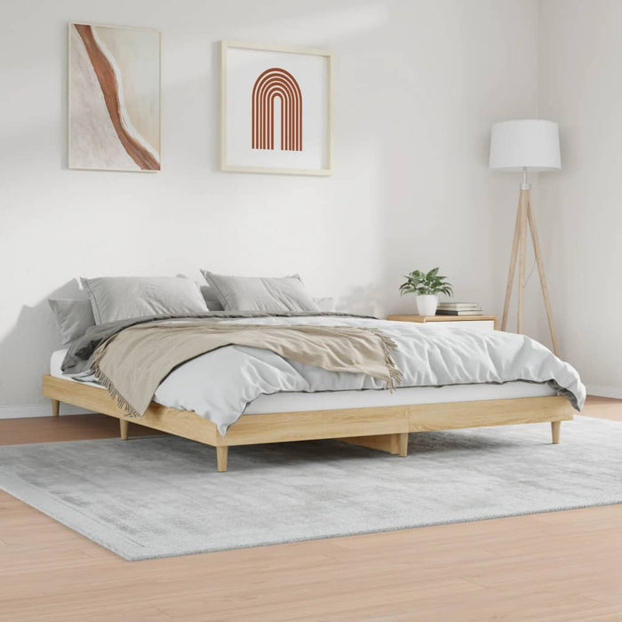 Bed Frame without Mattress Sonoma Oak 200x200 cm Engineered Wood