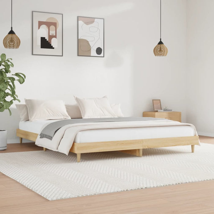 Bed Frame without Mattress Sonoma Oak 200x200 cm Engineered Wood