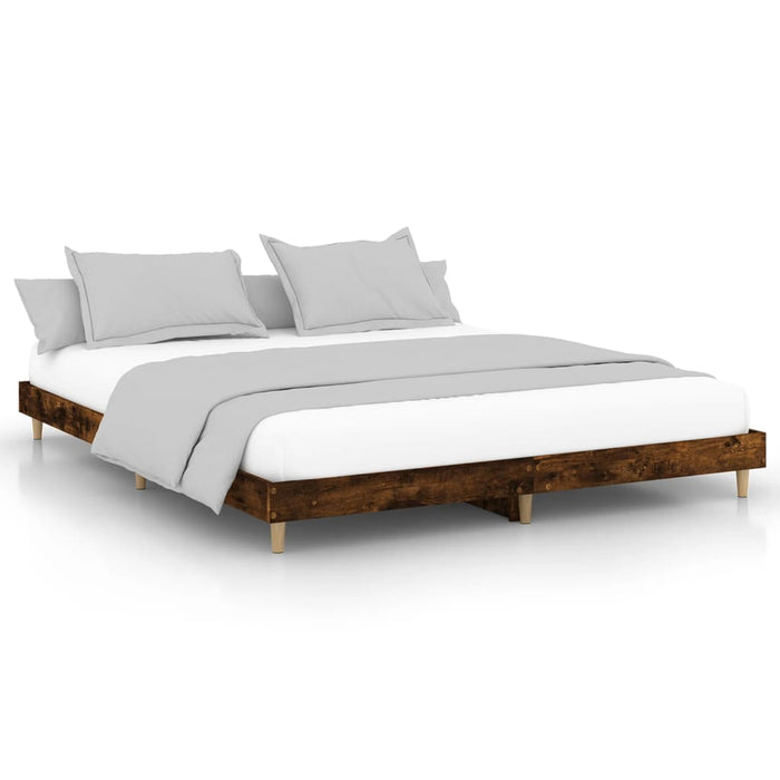 Bed Frame without Mattress Smoked Oak 200x200 cm Engineered Wood