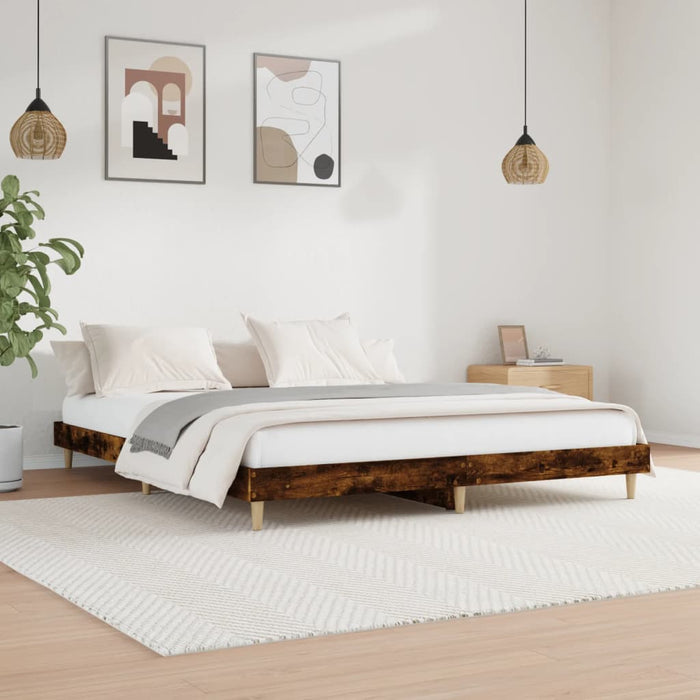 Bed Frame without Mattress Smoked Oak 200x200 cm Engineered Wood