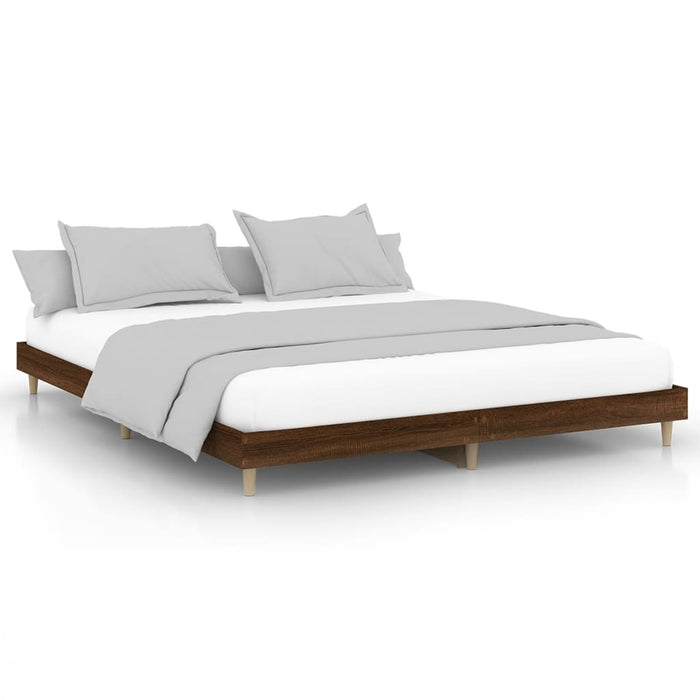 Bed Frame without Mattress Brown Oak 200x200 cm Engineered Wood