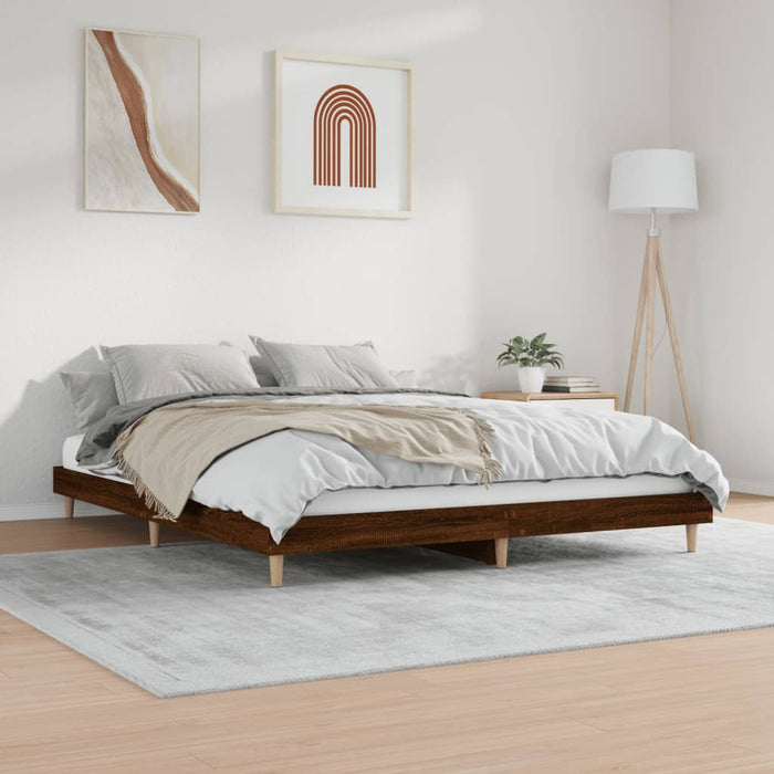 Bed Frame without Mattress Brown Oak 200x200 cm Engineered Wood