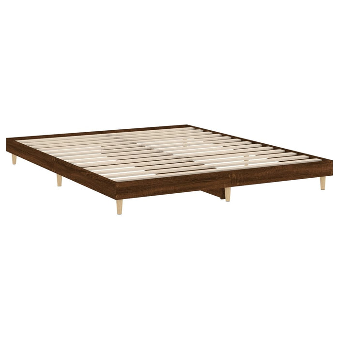 Bed Frame without Mattress Brown Oak 200x200 cm Engineered Wood