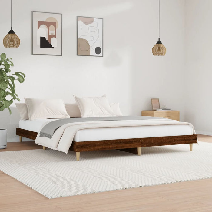 Bed Frame without Mattress Brown Oak 200x200 cm Engineered Wood