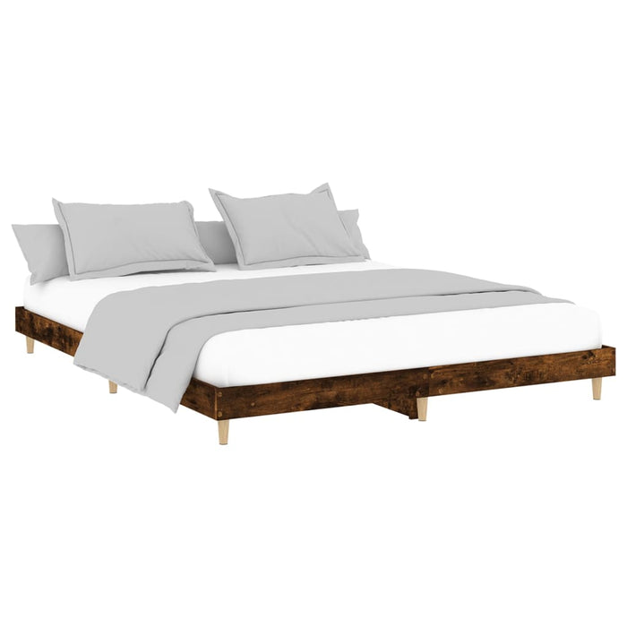 Bed Frame without Mattress Smoked Oak 160x200 cm Engineered Wood