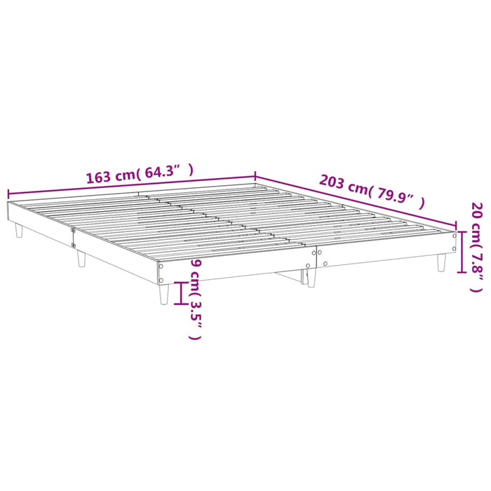 Bed Frame without Mattress Smoked Oak 160x200 cm Engineered Wood