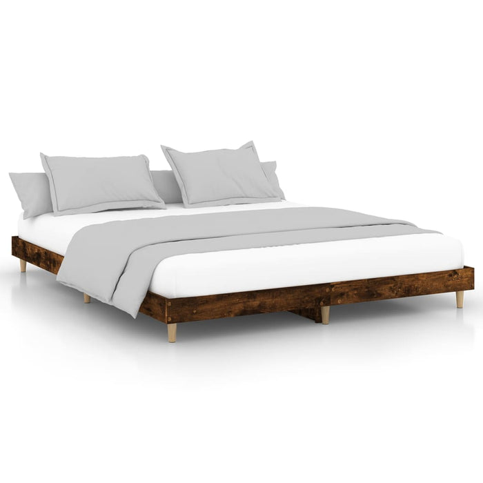 Bed Frame without Mattress Smoked Oak 150x200 cm King Size Engineered Wood