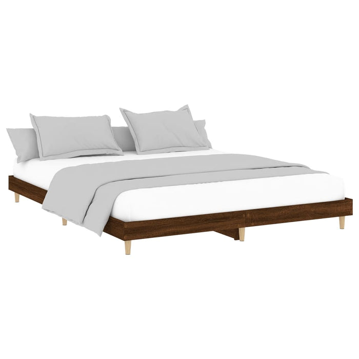 Bed Frame without Mattress Brown Oak 140x200 cm Engineered Wood