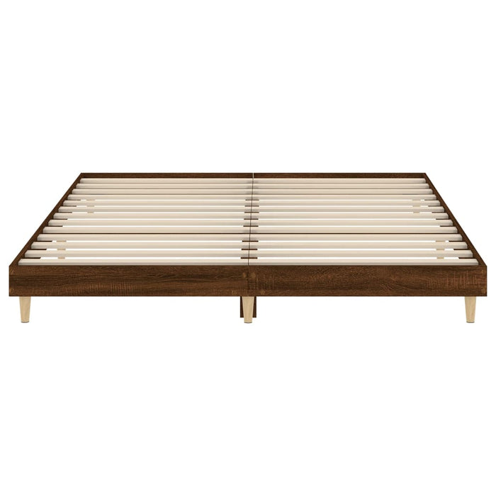 Bed Frame without Mattress Brown Oak 140x200 cm Engineered Wood