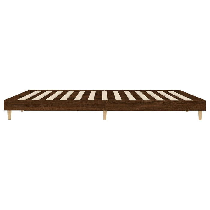 Bed Frame without Mattress Brown Oak 140x200 cm Engineered Wood