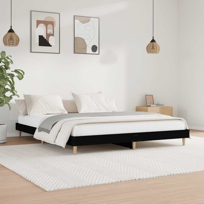 Bed Frame without Mattress Black 120x200 cm Engineered Wood