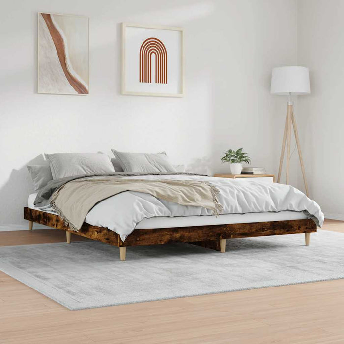 Bed Frame without Mattress Smoked Oak 120x200 cm Engineered Wood