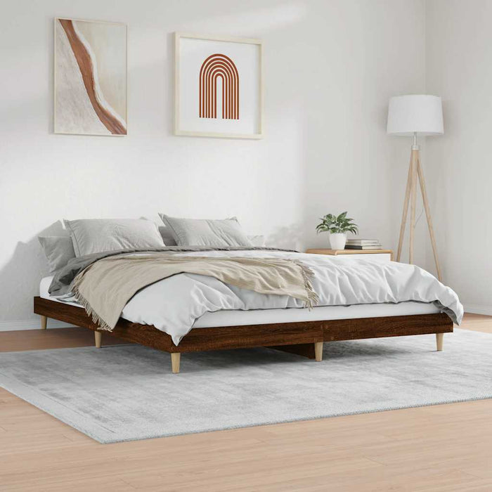 Bed Frame without Mattress Brown Oak 120x200 cm Engineered Wood