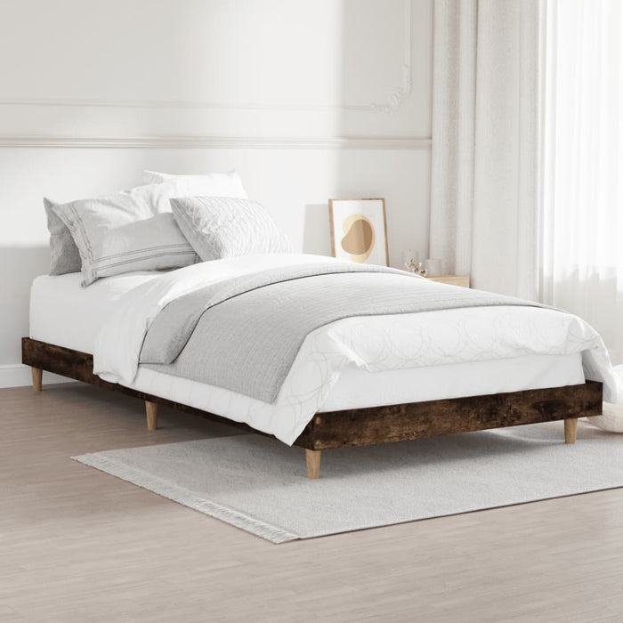 Bed Frame without Mattress Smoked Oak 100x200 cm Engineered Wood