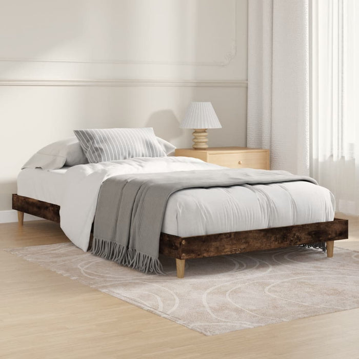 Bed Frame without Mattress Smoked Oak 100x200 cm Engineered Wood