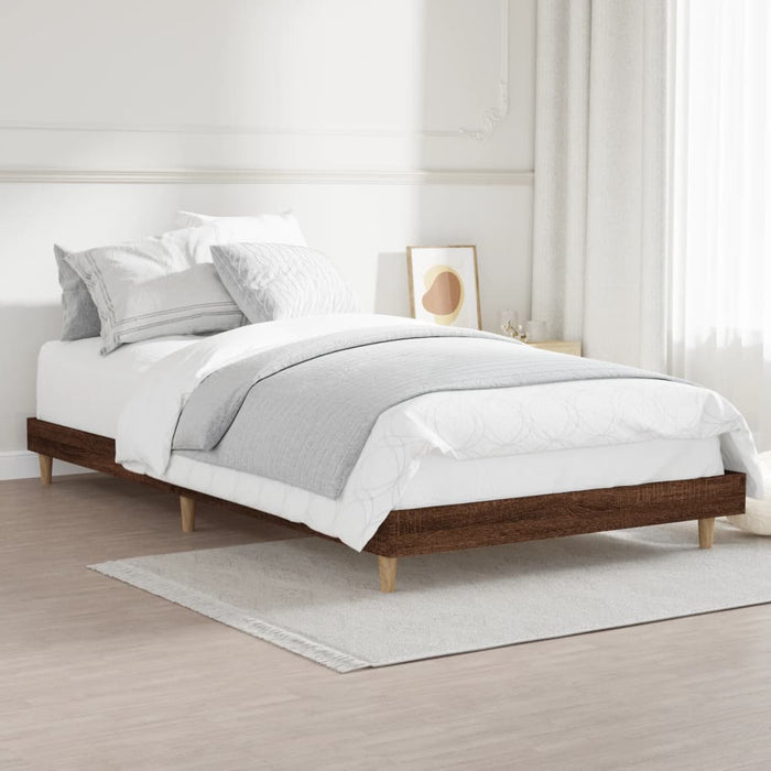 Bed Frame without Mattress Brown Oak 100x200 cm Engineered Wood